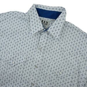 Ely Cattleman Western Shirt Mens XL White Geometric Southwestern Pearl Snap SS